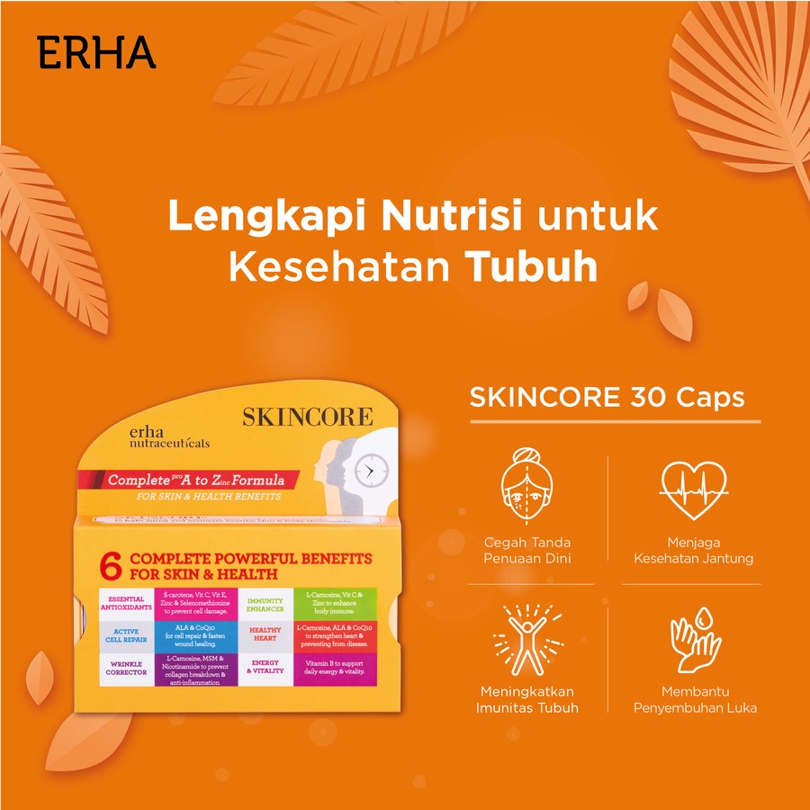 ERHA Suplemen Kulit &amp; Tubuh Skincore 30 Caps - Anti Penuaan dan Kebugaran