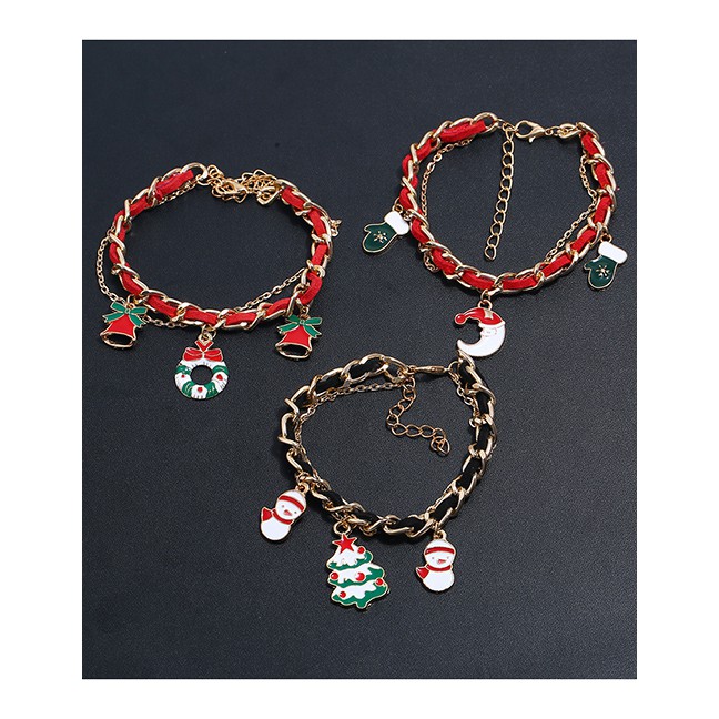 LRC Gelang Tangan Fashion Elk Tree Set Suede Chain Santa Claus Elk Bracelet D22128