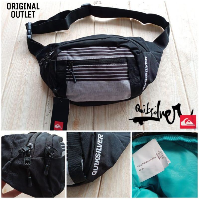 Tas selempang tas pinggang waistbag pria quiksilver black