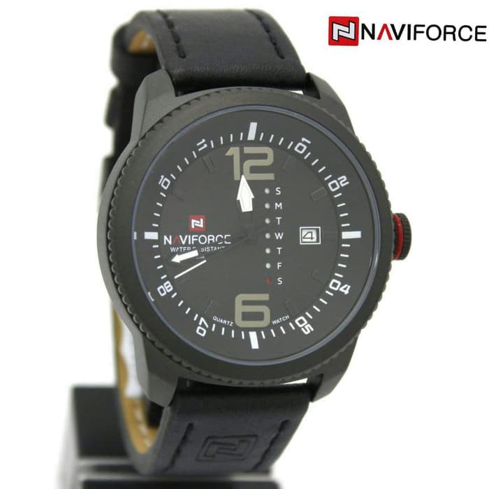 JUAL JAM BRENDED PRIA MURAH JAM TANGAN PRIA NAVIFORCE NF9063 ORI ANTI AIR BLACK I GRATIS BOX KEREN