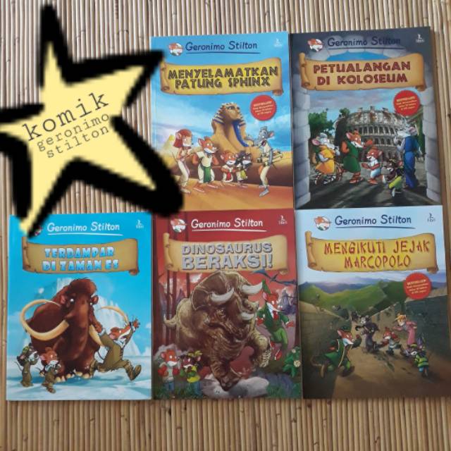 Set Komik Geronimo Stilton 5 Judul (new) graphic novel comic marcopolo sphinx es dinosaurus koloseum