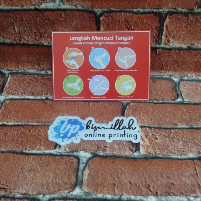 

(Min. Order 3Lbr) Stiker kesehatan langkah cuci tangan stiker cuci tangan