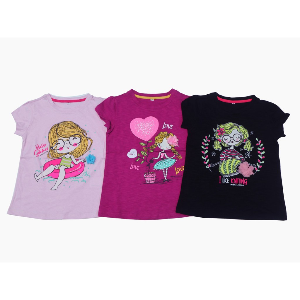 KAOS ANAK PEREMPUAN KARAKTER GIRLY USIA 9 BULAN - 7 TAHUN