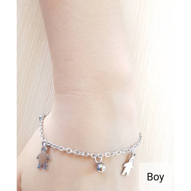 SET Gelang Tangan Kaki Gender Boy &amp; Girl Titanium Silver Antikarat