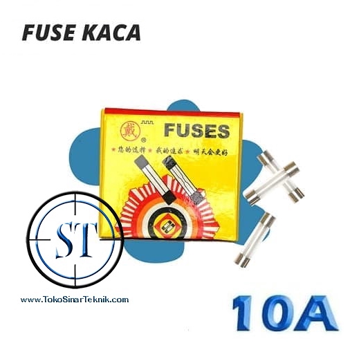 x10 Fuse Kaca 10A ukuran 6x30 mm Besar 250VAC sekring sekering glass 6*30 isi 10 BUAH