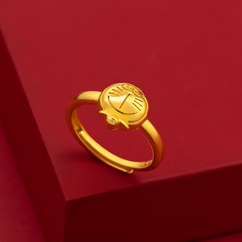 Cincin Lapis Emas Emas Asli Kadar 375Desain Kucing Gaya Korea Untuk Wanita