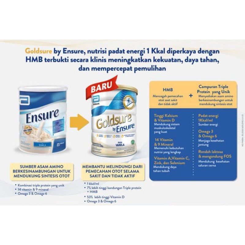 Goldsure by Ensure 400 gram &amp; 900 gram ( susu nutrisi tinggi untuk dewasa )