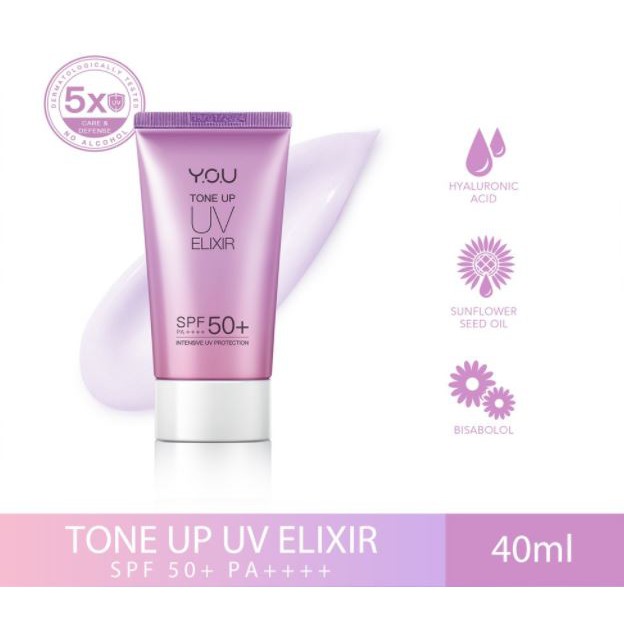 ☘️Yuri Kosmetik☘️ YOU TONE UP UV ELIXIR SPF 50+ PA++++ FREE TRAVEL SIZE