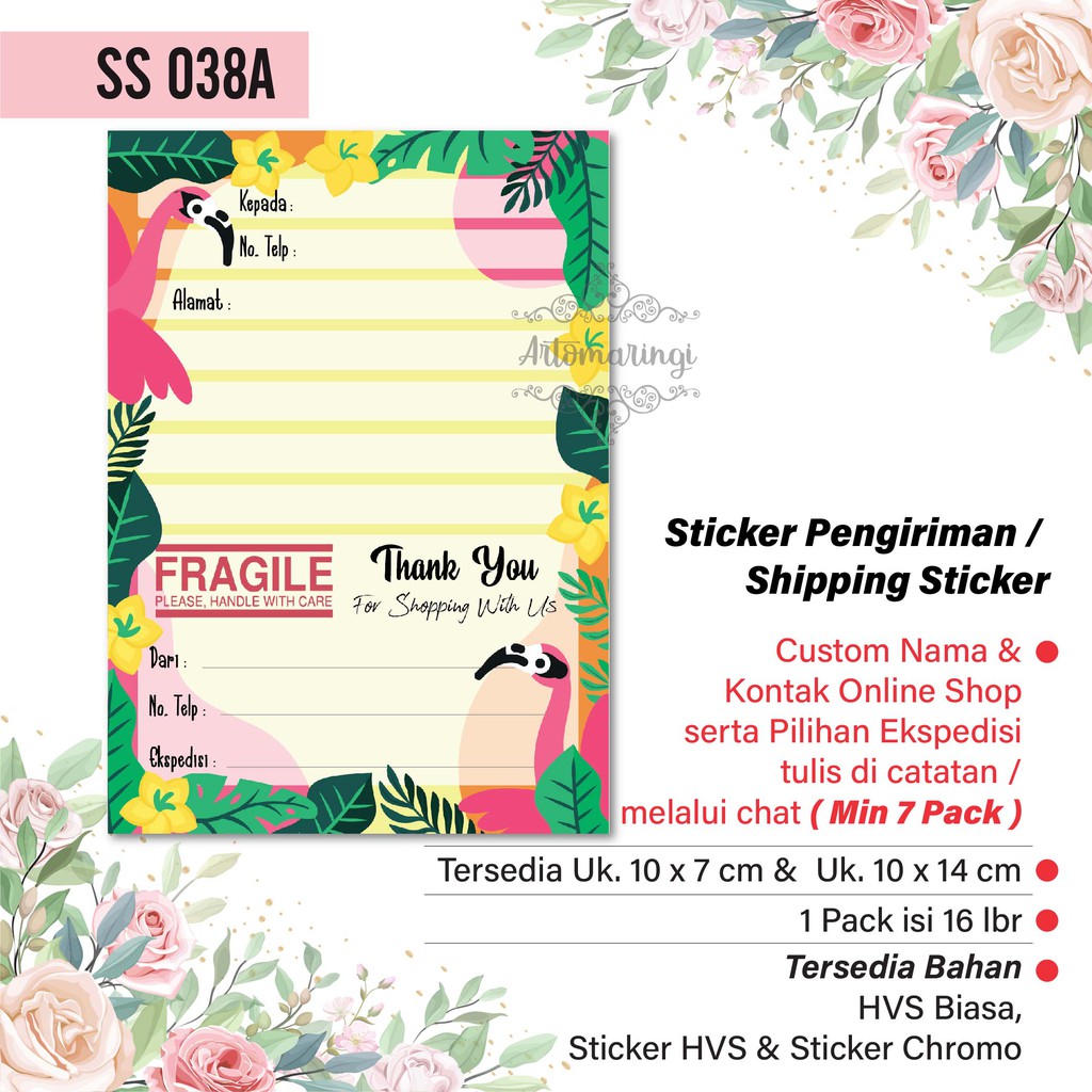 

Artomaringi Shipping Sticker 1 pack isi 16pcs Stiker Pengiriman Stiker Alamat Kode SS038