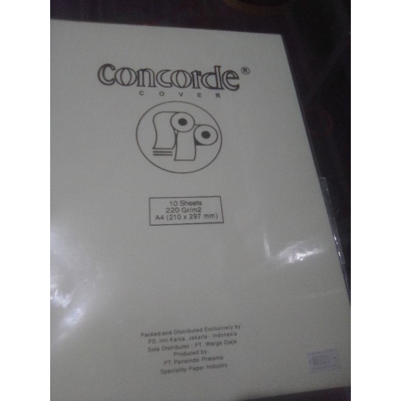 

kertas Concorde A4 220gr perpak(10sheets/lembar)