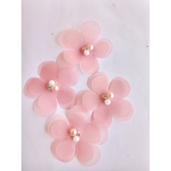 Aplikasi bunga solder/bunga organza 3D