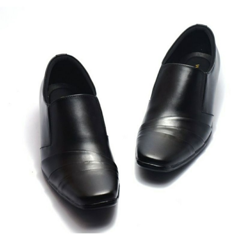 Sepatu Paskibra Pria Size 37-44 Loafers Slip on Bahan Kulit Sepatu Sekolah Hitam, 37