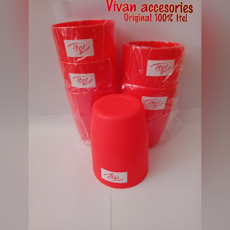 Gelas minum cup bahan plastik Itel Murah original -merah