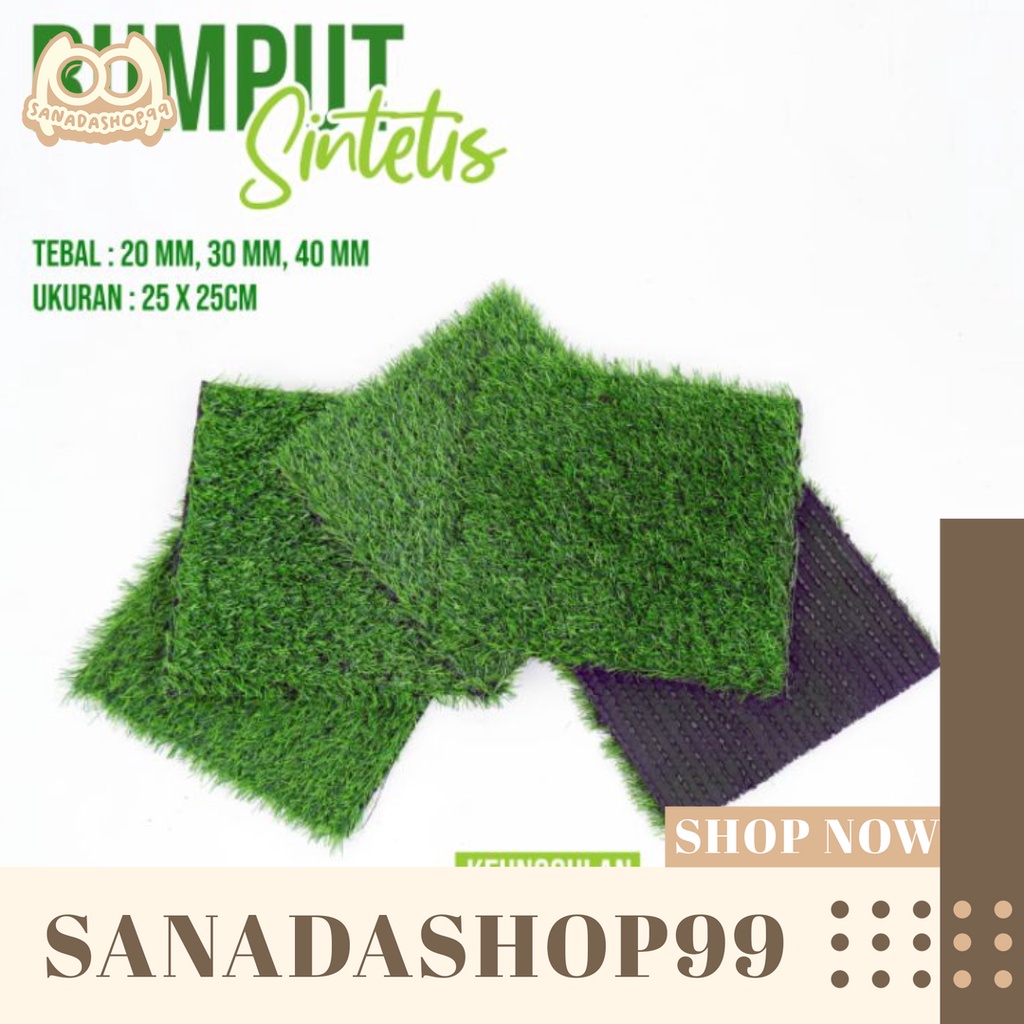 (DK01) Rumput Sintetis Swiss Ukuran 25x25cm Ketebalan 20mm 30mm 40mm Rumput Palsu Rumput Hias