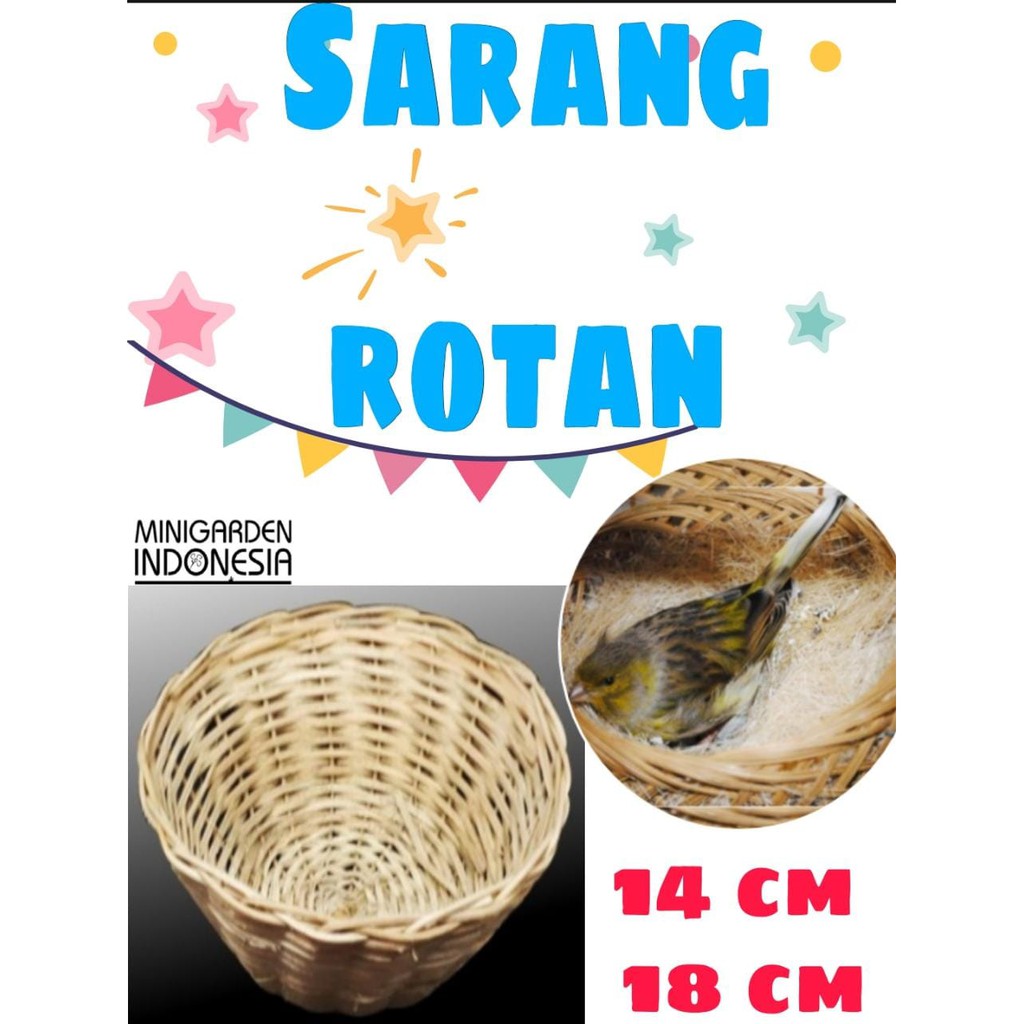 SARANG ROTAN SERAT TEMPAT BERTELUR rumah telur anak burung piyik 14 cm - 18 cm