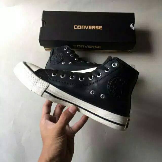 converse black high leather