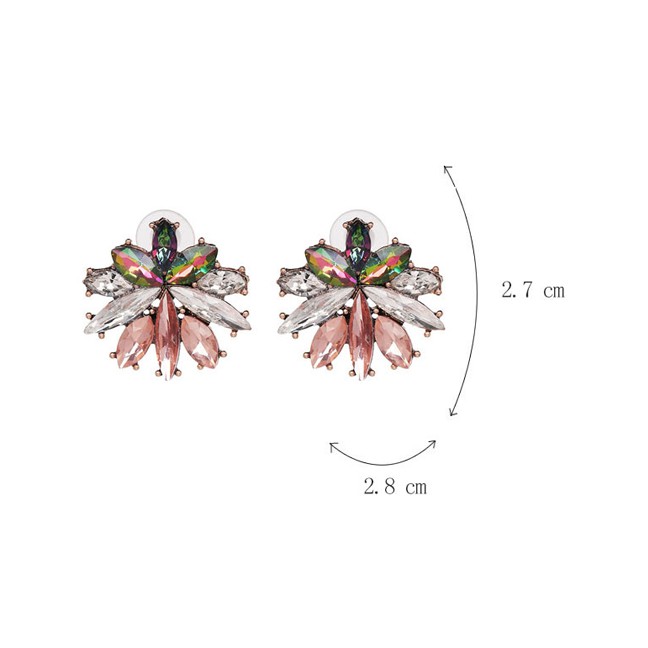 LRC Anting Tusuk Color Glass Diamond Inlaid Flower Earrings F71268