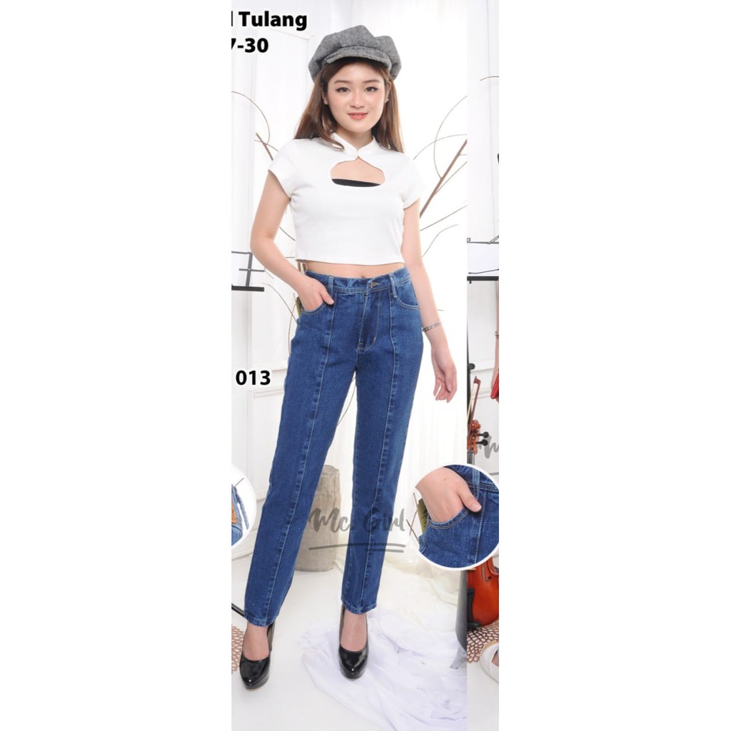 MC girl - Celana Jeans Boyfriend Garis / Celana Boyfriend / Celana Jeans Kulot / Celana Lepis