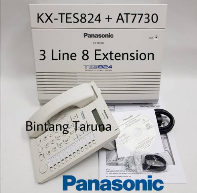 Pabx Panasonic basic KX-TES824 + Telepon KX-AT7730 (3 Line 8 Ext)