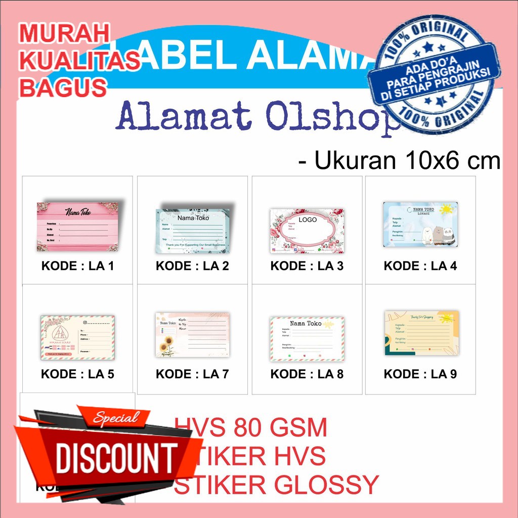 

STIKER ALAMAT LABEL PENGIRIMAN PAKET OLSHOP PRINTING CUSTOM DESAIN AENBAG