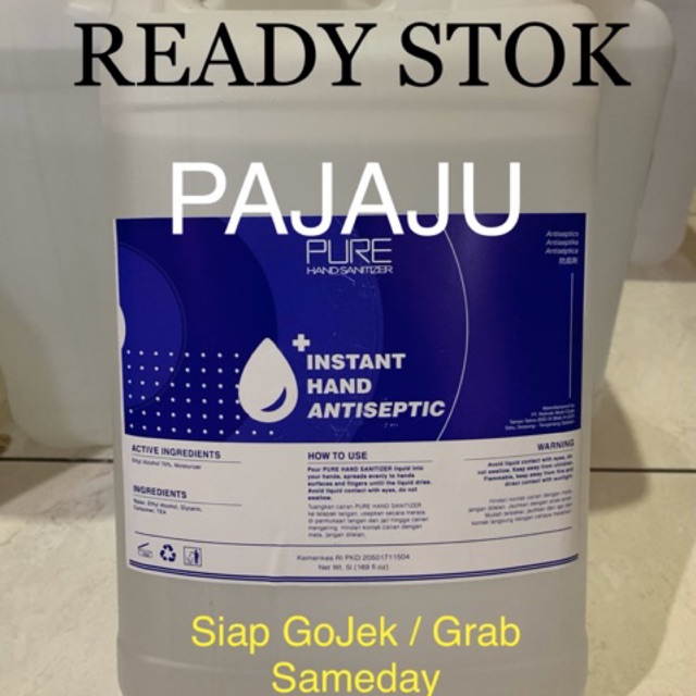 Aseptic gel Pure 5 liter READY Hand Sanitizer Antiseptic Anti Virus Corona