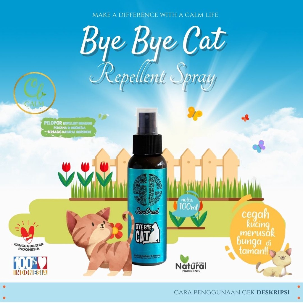 Jual Pengusir kucing terbaik alami bye bye cat non pestisida aman spray