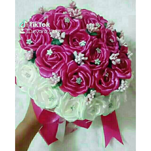 Buket Bunga Mawar Gardenia Satin Mg0214 Bunga Tangan Pengantin