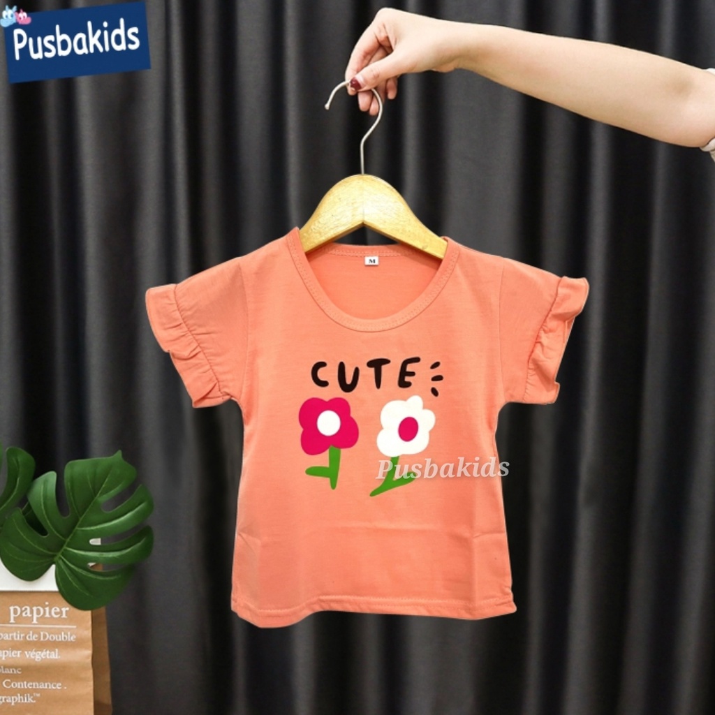 KAOS RUFFLE - Baju Kaos Anak Dan Bayi Perempuan Model Tangan Terompet 0-7 Tahun-Kaos salem