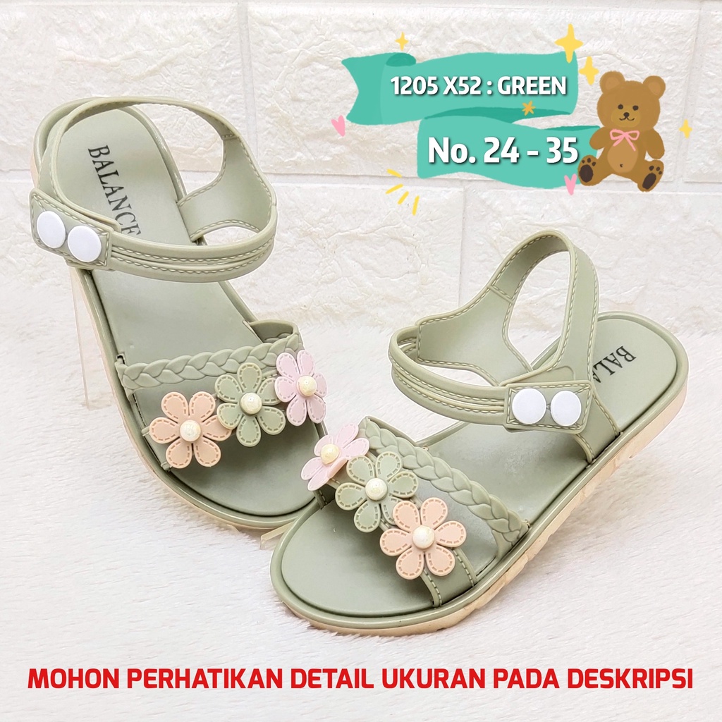 Sendal Anak Balance 1205 X52 Sandal Jelly Import Size 24-29Motif Bunga &amp; Tali Original Empuk Lentur Cantik Nice Diskon Promo