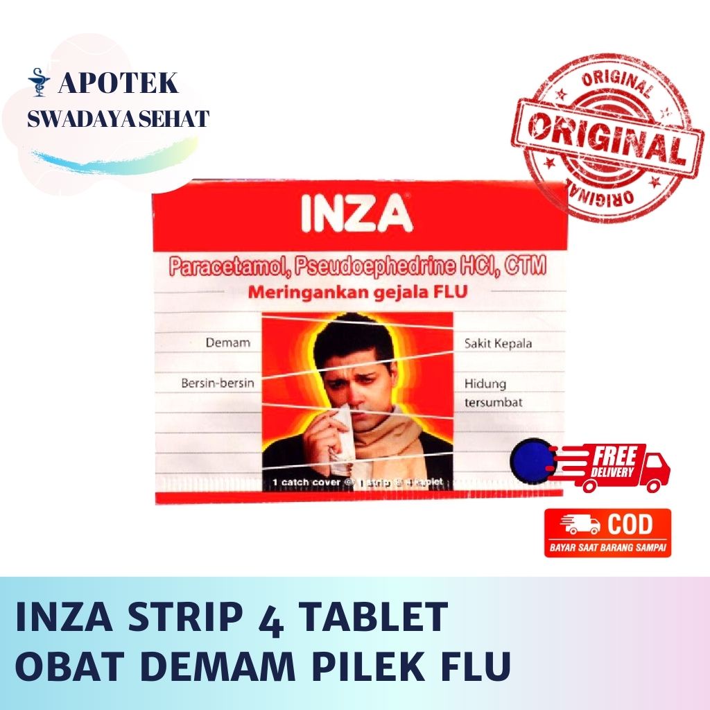 INZA Strip 4 Tablet - Obat Demam Pilek Flu Sakit Kepala