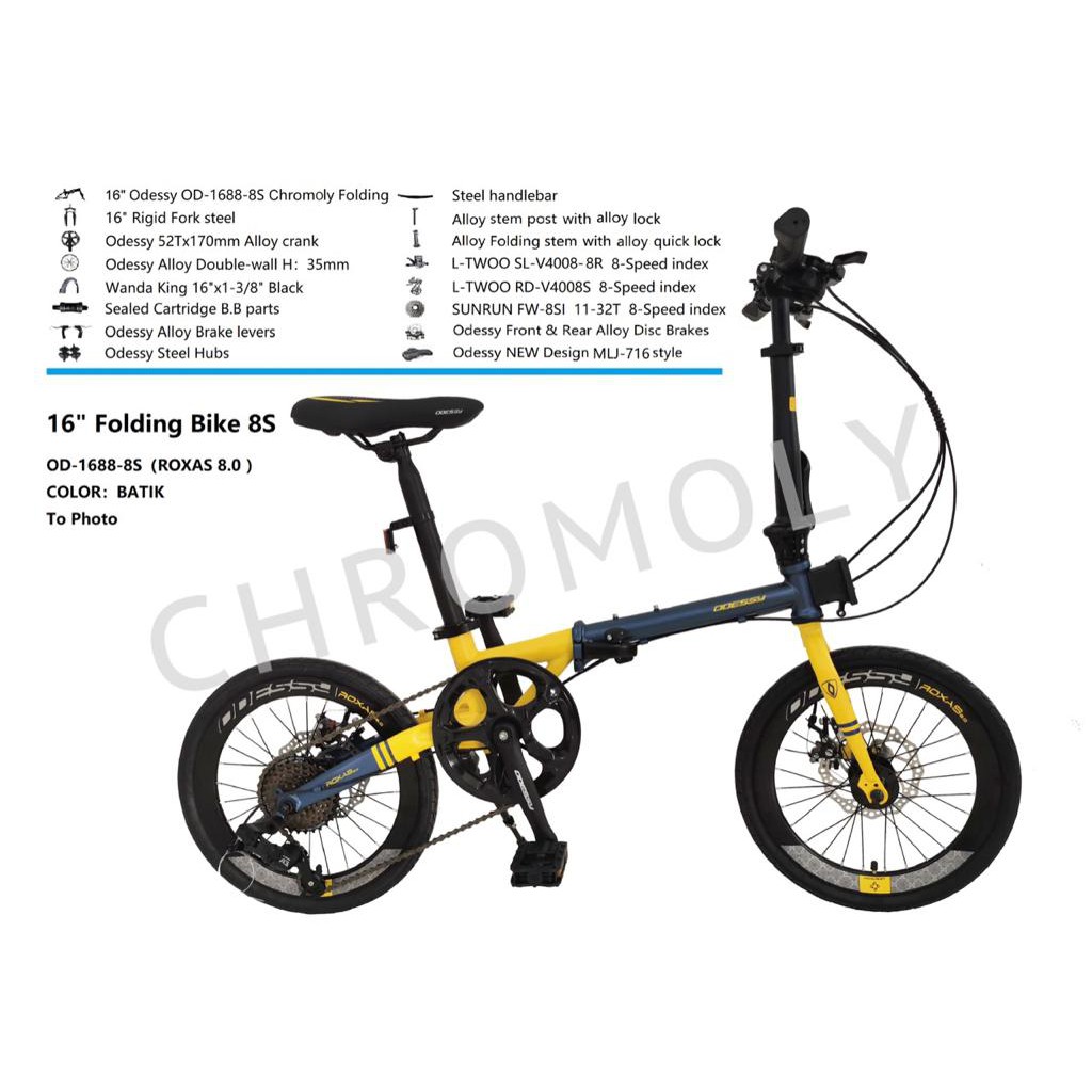 SEPEDA LIPAT / FOLDING BIKE ODESSY ROXAS CHROMOLY 16" 16