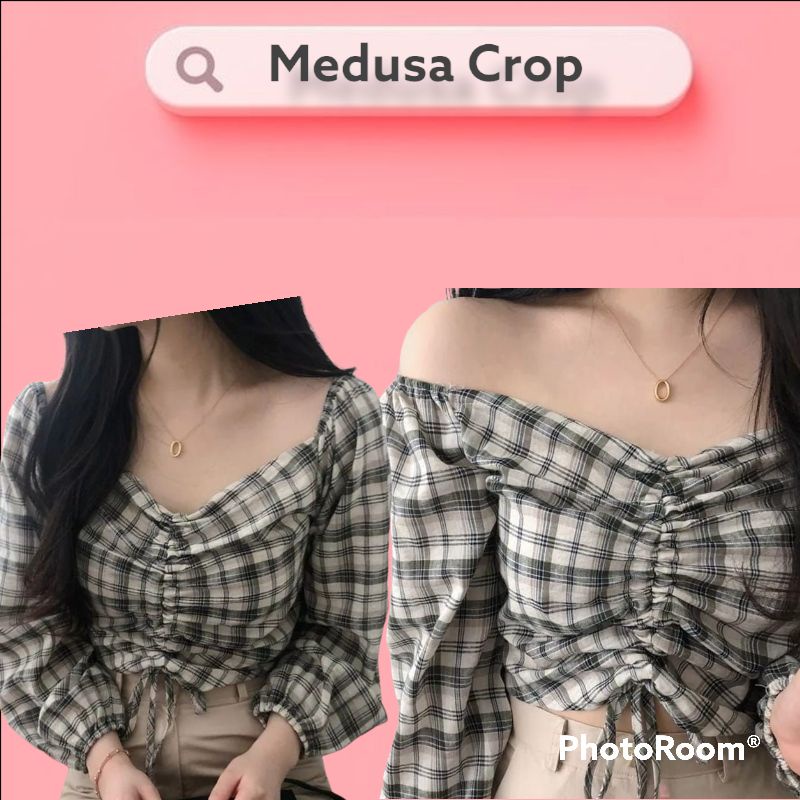 MEDUSA crop top / crop top korea / crop top lengan panjang / sabrina top / Sabrina
