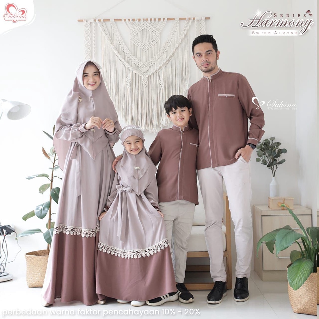 Salvina Hijab Sarimbit Harmony SWEET ALMOND Quality Premium Syari'i - Family Set