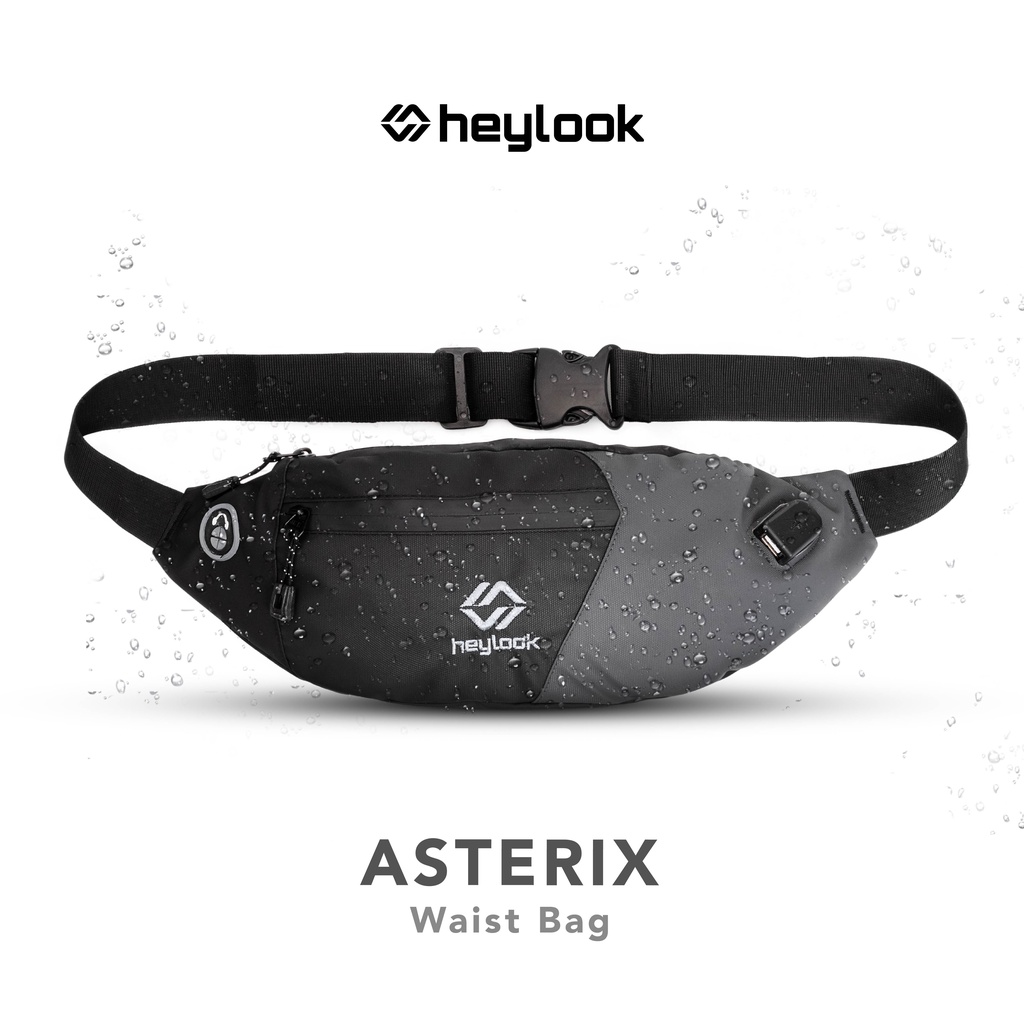 HEYLOOK Project - Tas Selempang Pria Waist Bag ASTERIX Waterproof Slingbag USB Connector Anti Sobek Anti Maling Anti Air Sling Bag Cowok Waistbag Distro Tas Pinggang Terbaru