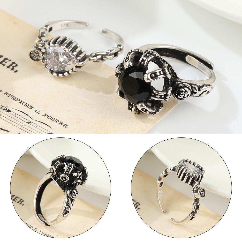 Preva Cincin Perhiasan Fashion Perhiasan Warna Perak Vintage Punk Pesta Rings