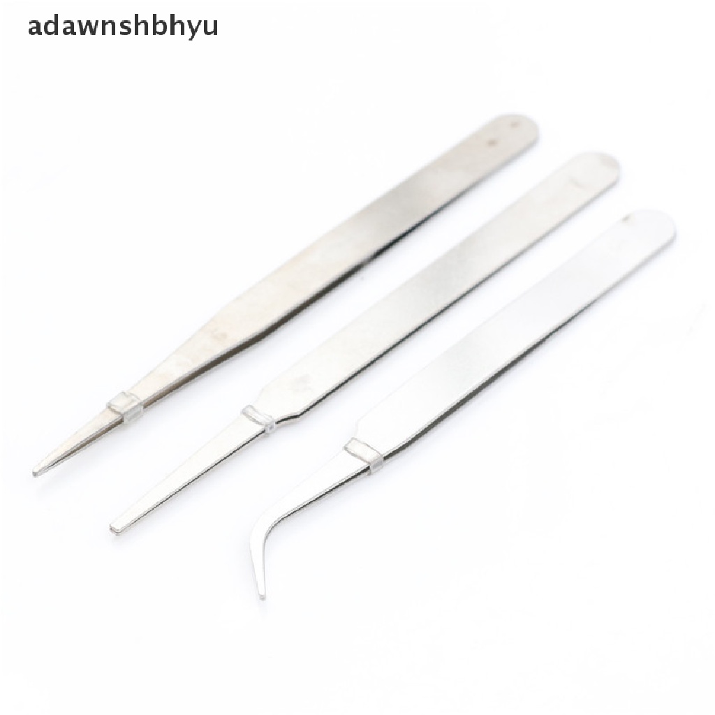 Adawnshbhyu 3pcs /set Penjepit Stainless Steel DIY Alat Perbaikan Presisi Perakitan Elektronik