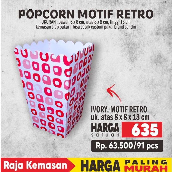 KEMASAN POPCORN, DUS POPCORN, BOX POPCORN, POPCORN MOTIF RETRO