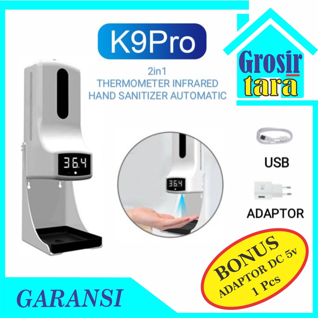 THERMOMETER WALL INFRARED K9 PRO HAND SANITIZER DISPENSER OTOMATIS 2 in 1