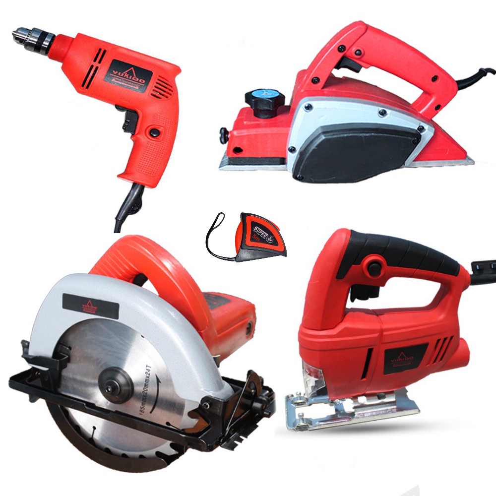 TERLARIS !!! PAKET TUKANG ALL YUKIDO MESIN CIRCULAR SAW // MESIN BOR 10MM // MESIN JIGSAW // MESIN PLANER // YUKIDO PAKET 4 ITEM MESIN TUKANG FREE METERAN 5M