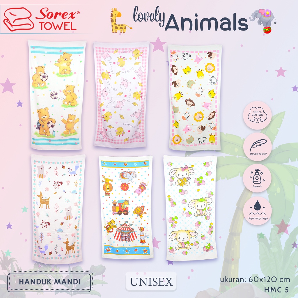 SOREX TOWEL Handuk Mandi Anak - Bayi HMC SERIES Size 60cmx120cm