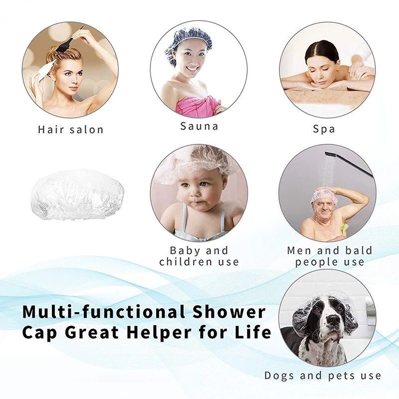 DC - SHOWER CAP POLOS / PENUTUP RAMBUT KEPALA PLASTIK MANDI PELINDUNG CAT RAMBUT / HAIR CAP SHOWER NURSE CAP TRANSPARAN