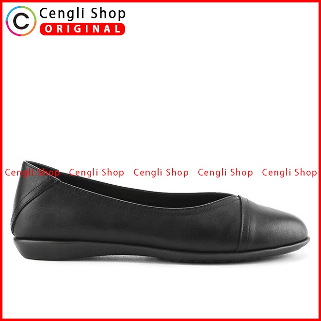 SEPATU FLAT KULIT OBERMAIN WANITA ORIGINAL ASLI TERBARU HITAM OW01