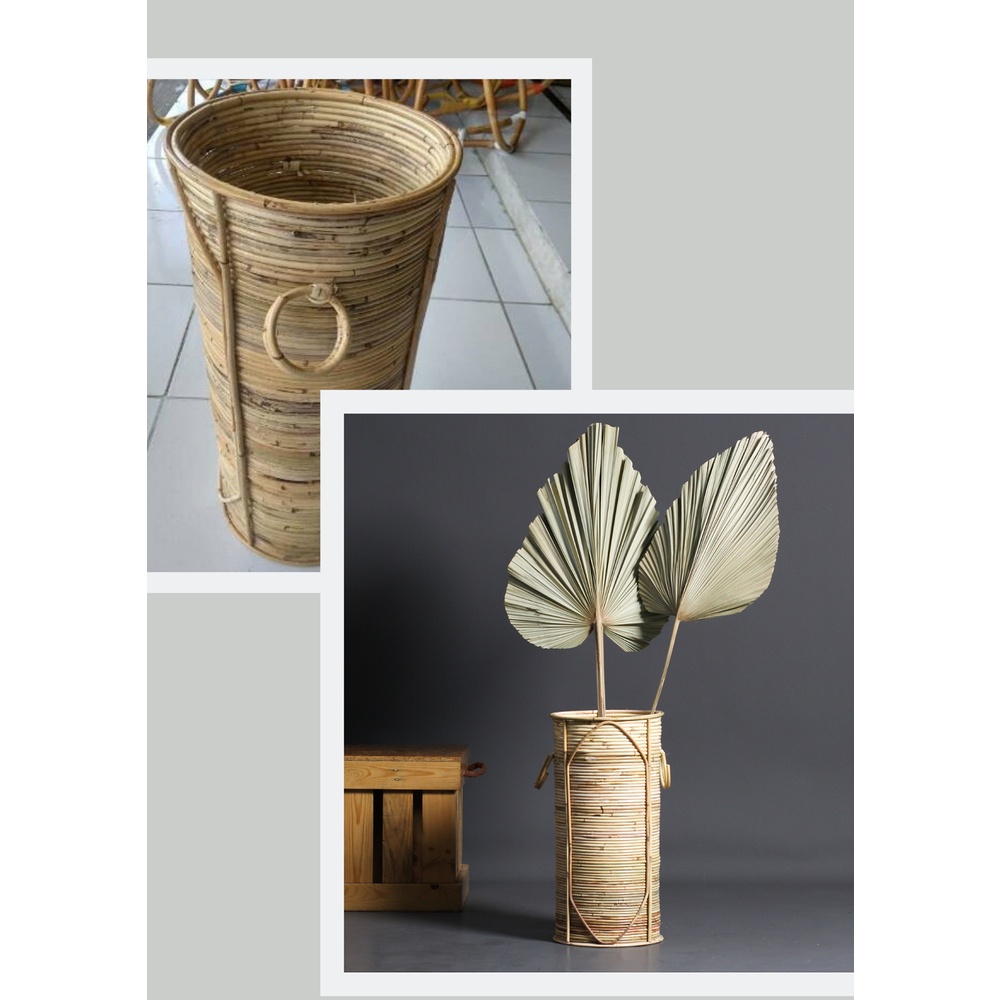 Guci Vas Bunga /payung Untuk Hiasan Dekorasi Ruang Tamu Bahan Rotan alami