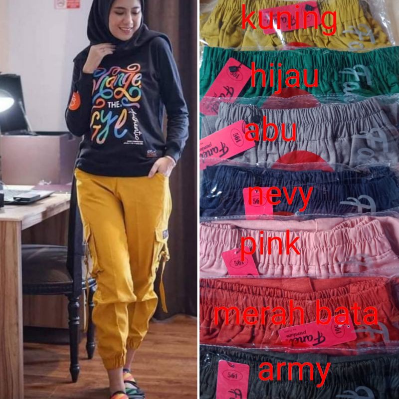 celana cargo canvas  jogger by gyl ori