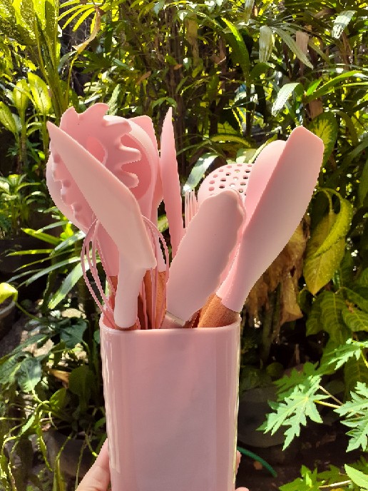 Welcook Sutil Utensils Silicone Peralatan Masak Set - Pink - 12 Pcs