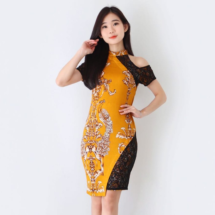 Baju batik wanita - Dress batik fashion cheongsam 032 Size XL