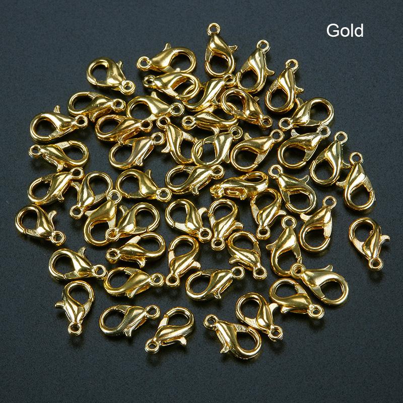 50pcs Lobster Clasp Model Longgar Ukuran 10-14mm Untuk Perhiasan Kalung Gelang