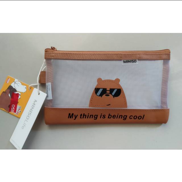 MINISO X WE BARE BEARS 3WRN. WBB A6 DOCUMENT BAG ( uk A6 20x12cm) & A4 . pouch miltifungsi miniso mu