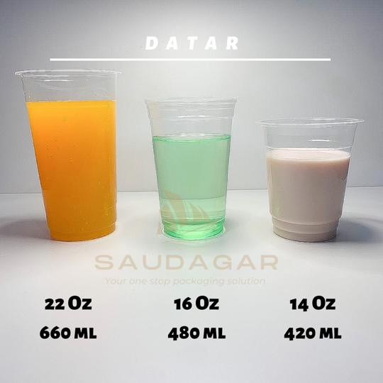 Gelas plastik datar 16 oz ( 480 ml ) 7 gram