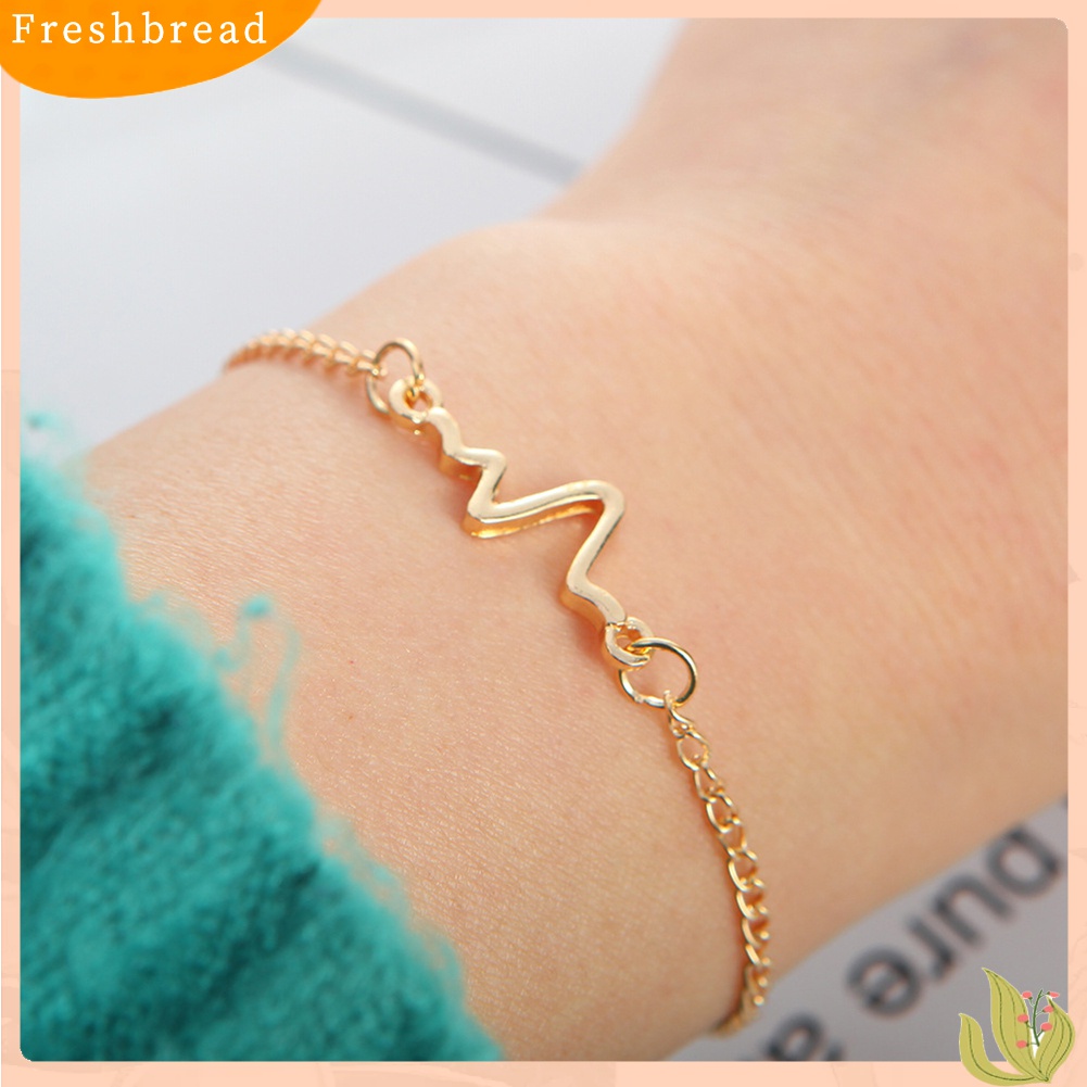 [Fresh] Gelang Tangan Strap Adjustable Motif Electrocardiogram Simple untuk Pria / Wanita / Pasangan